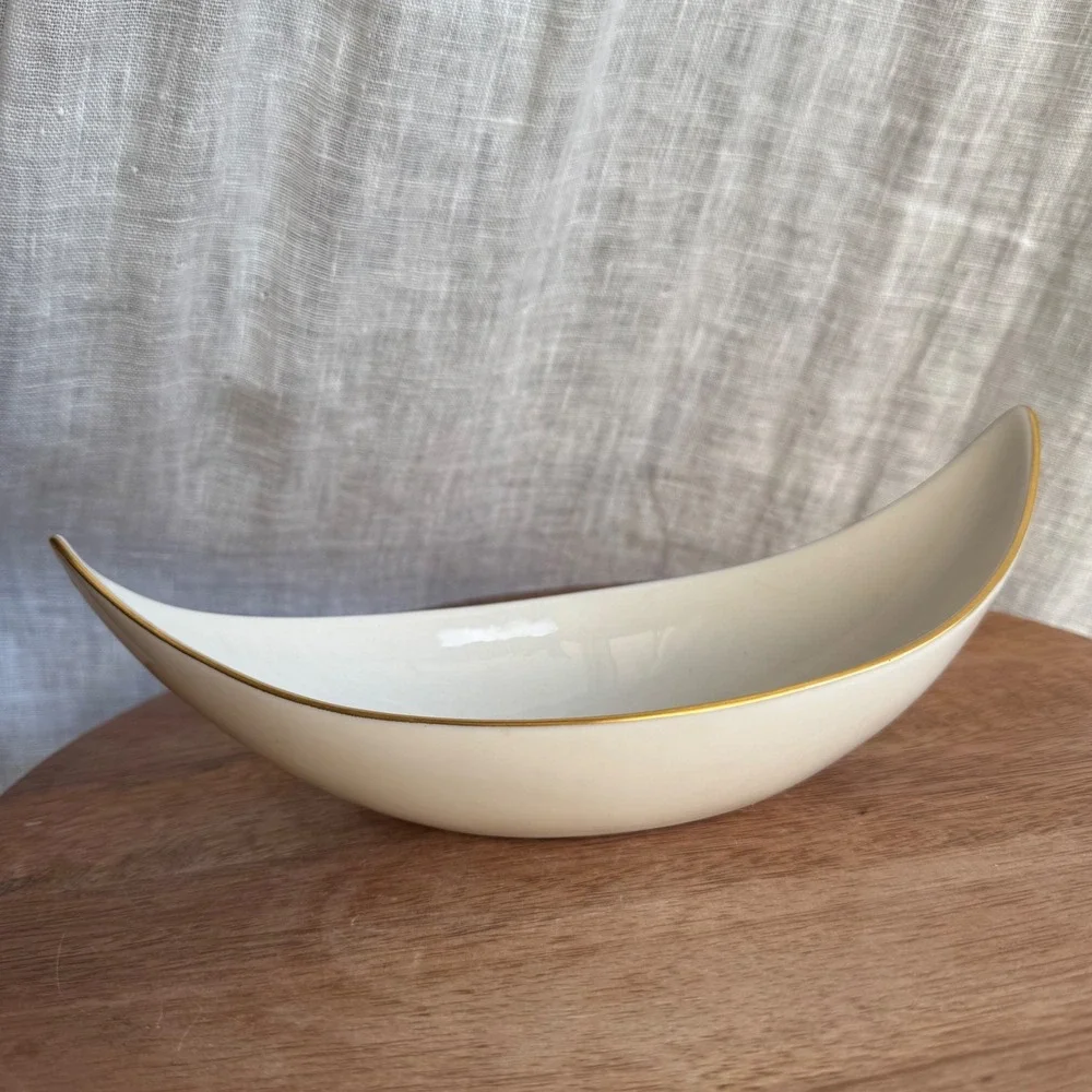 VTG Lenox Olympia Gold Nut Dish Mid Century Crescent Serving Candy Dish Catchall
